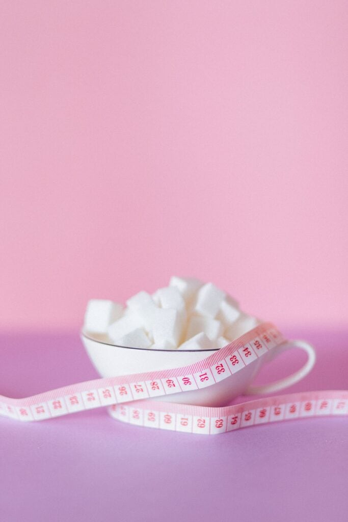 Sugar cubes representing hidden added sugar in food