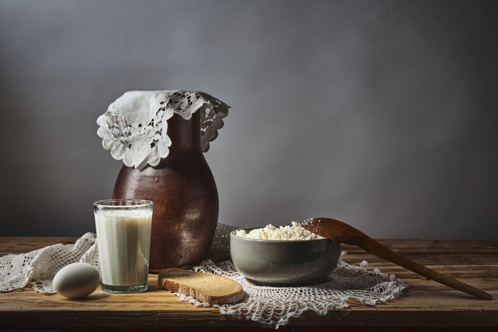 Milk and cottage cheese, calcium-rich dairy sources